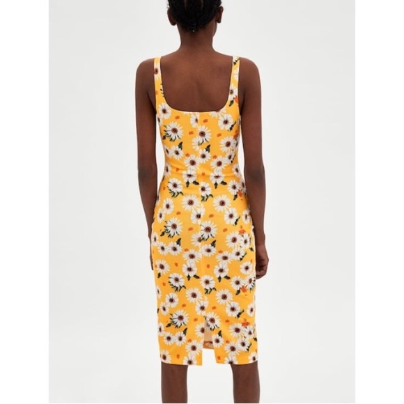 Zara yellow daisy print dress with strap - Picture 3 of 5